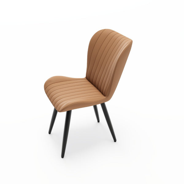 English Elm Set of 2 Armless Faux Leather Dining Chairs with Cushioned Seats and Metal Legs Brown W3316P426946