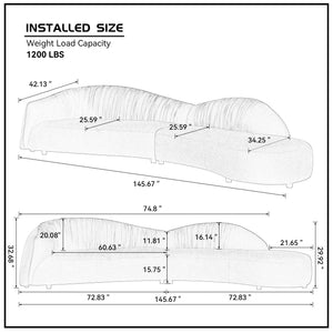 English Elm 145.67'' Mid-Century Green Upholstered Sofa With Right-Facing Chaise For Stylish Living Spaces & Comfort W876S00323