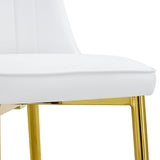 English Elm 2 Modern Dining Chairs, Sleek Pu Leather Backrest, and Gold Metal Legs Bring A Comfortable Home Experience To The Kitchen, Bedroom, and Office.