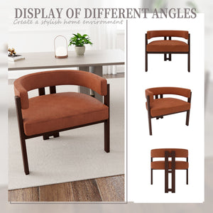 English Elm Modern Chenille Barrel Dining Chair with Padded Foam Seat, Sturdy Metal Legs, 300lb Capacity, Versatile Accent Orange W395P233458