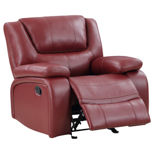 English Elm Elodie Crimson 3-Piece Reclining Sofa Set with Faux Leather, Plush Cushions & Pillowtop Arms B062S01124