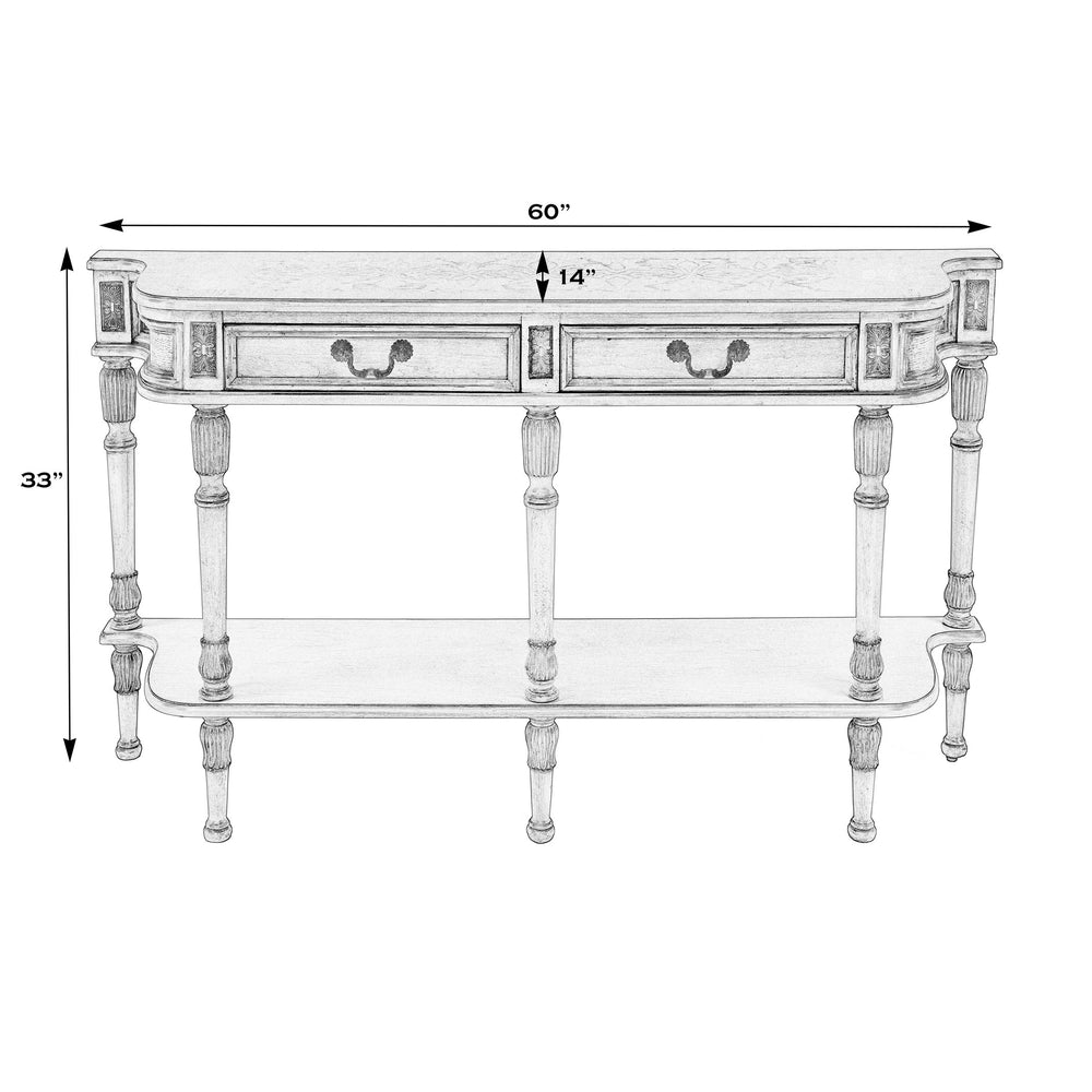 Butler Specialty Butler Merrion 60" Rectangular Console Table in Medium Brown Cherry Veneer with 2 Drawers & Shelf, Traditional Design 872101