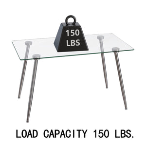 English Elm 51 Inch Glass Dining Table Set For 4 - Modern Rectangular Table & Pu Chair Set, Easy Assembly! W2189S00269