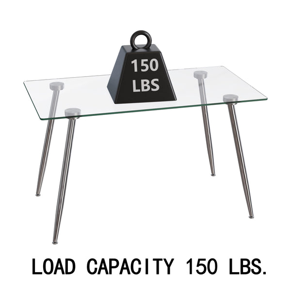 English Elm 51 Inch Glass Dining Table Set For 4 - Modern Rectangular Table & Pu Chair Set, Easy Assembly! W2189S00269