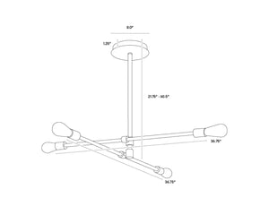 Sunpan VAL Chandelier – Modern Sputnik Design with Adjustable Arms for Customizable Lighting Elegance 106783