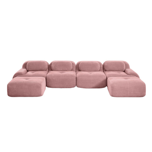 English Elm U-shaped Modular Sectional Corduroy Sofa with Ergonomic Armrests for Living Rooms W714S01412
