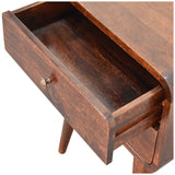 English Elm Solid Wood Curved Dark Walnut Bedside