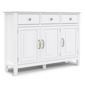 English Elm Connaught Solid Pine Entryway Cabinet White Lacquer Finish with Drawers and Shelves B136P436039