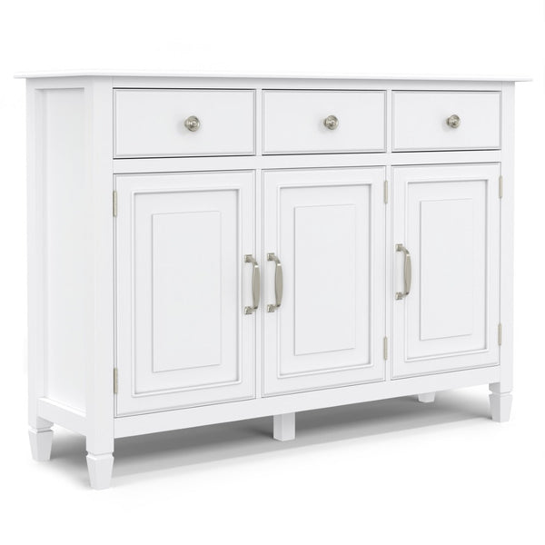 English Elm Connaught Solid Pine Entryway Cabinet White Lacquer Finish with Drawers and Shelves B136P436039