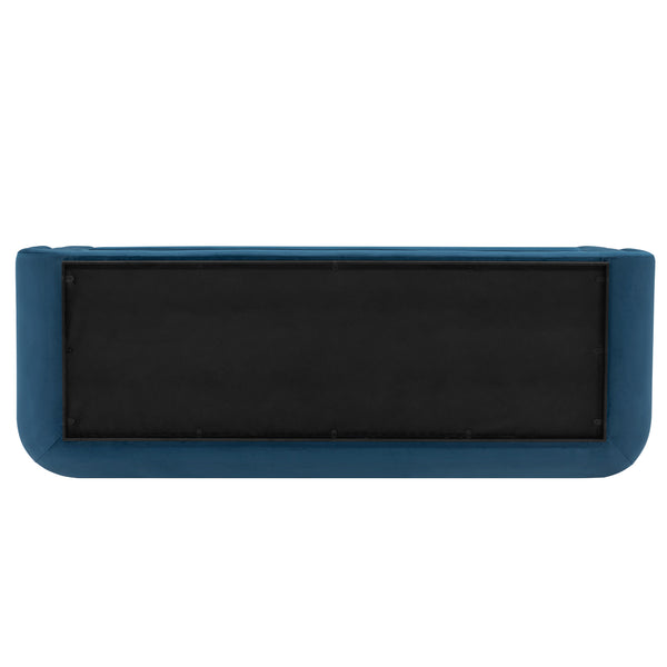 English Elm Edmonda 91" Velvet Sofa with Black Metal Base, Pine Frame, High-Density Foam & 2 Pillows, Commercial Grade Sapphire Blue B365P398109