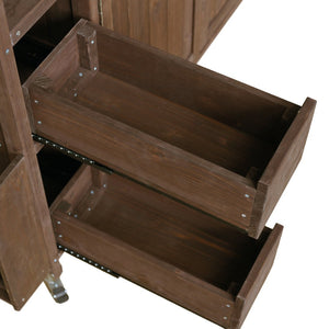 English Elm 54.33" Farmhouse Outdoor Kitchen Cart Solid Fir Frame Steel Top Storage Bbq Prep Brown N767P379702D