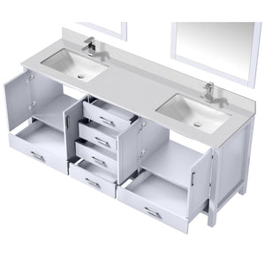 English Elm White Double Bath Vanity 80 in W x 22 in D with Cultured Marble Top, Chrome Faucet & 30 in Mirrors B2731S01109