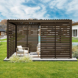 English Elm Outdoor Aluminum Louvered Pergola Screen Panel for Patio Privacy and Wind Protection W1859P446171