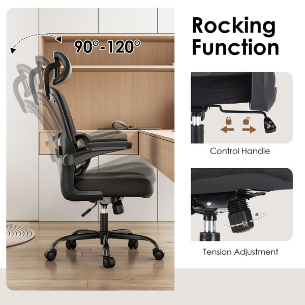English Elm Ergonomic Office Chair - Adjustable High Back Desk Chair With Flip-Up Armrests For Ultimate Comfort T3623P380901