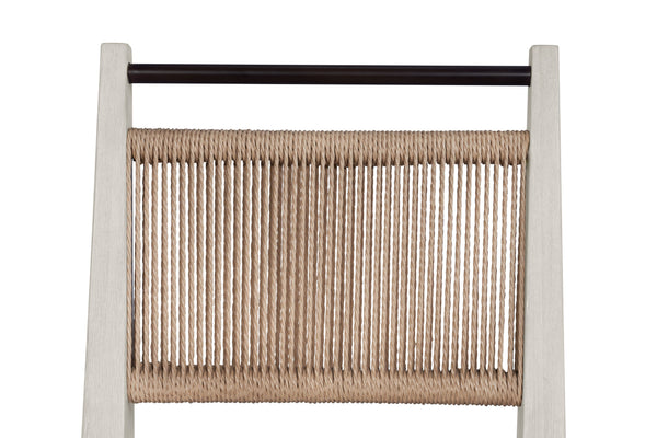 English Elm Rope Woven-Back Dining Chair with Vanilla Wood Frame and Camel Upholstered Seat for Stylish Comfort Beige 39.75 L x 21.75 W x 13.5 H B2699P296293