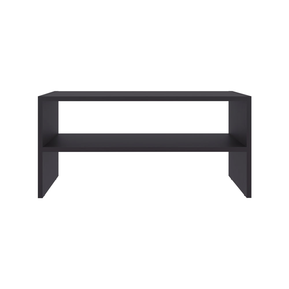 English Elm Silpa Small Shoe Rack - 3 Open Shelves, 23.6" Compact Black Organizer with Top Bench Surface and Modern Finish B200P374505