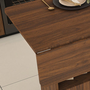 English Elm Multi-functional Folding Desk with Shelved Storage and Casters for Compact Living W2700P437587