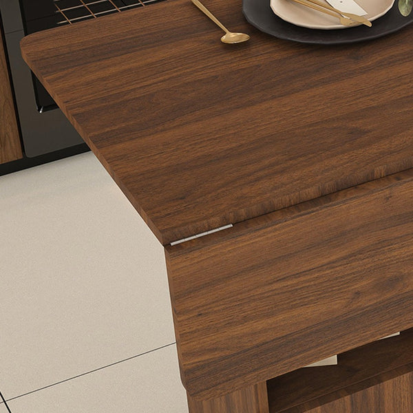 English Elm Multi-functional Folding Desk with Shelved Storage and Casters for Compact Living W2700P437587