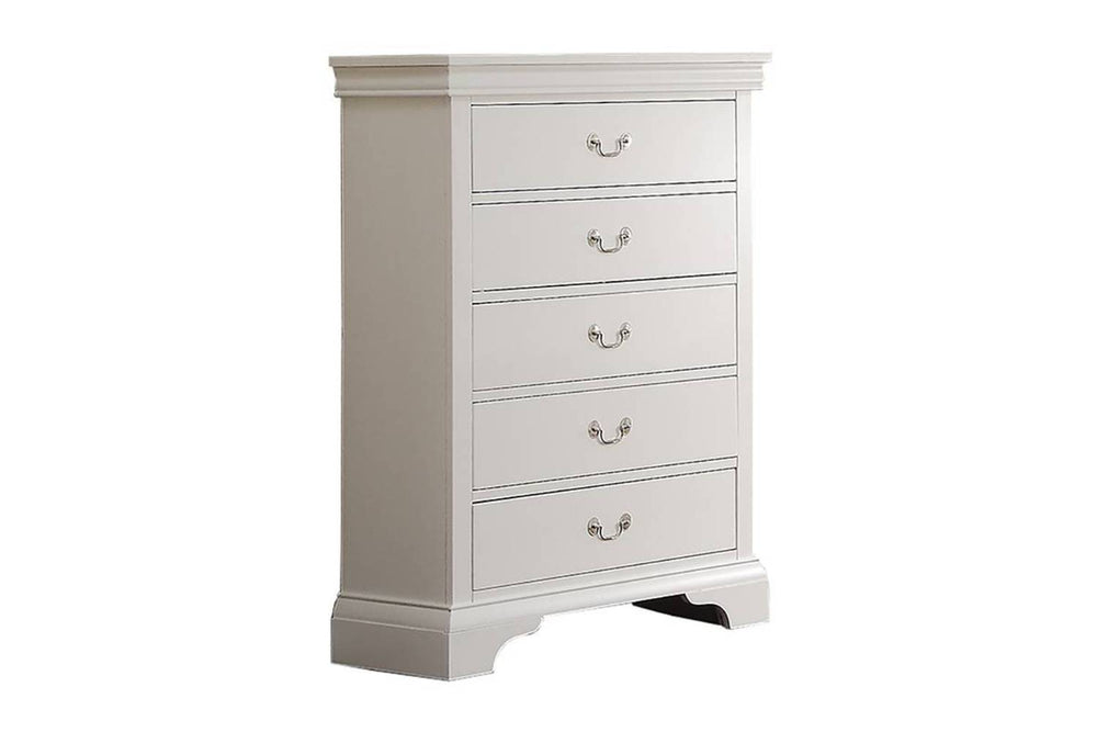 English Elm Modern White Chest of Drawers 5-Drawer Tall Plywood Dresser for Bedroom Storage & Stylish Organization HS00F4718-ID-AHD