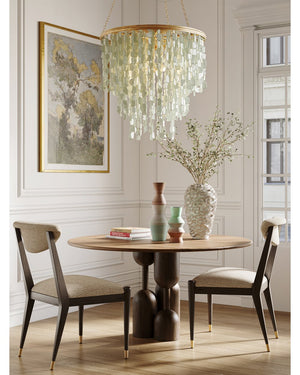 Currey & Company Verre De Mer Small Chandelier - Ocean-inspired Glass Lighting Fixture With Adjustable Height & Glow Gold Glass ,Wrought Iron 9000-1318-currey-company