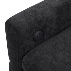 English Elm Convertible Chenille Sleeper Loveseat with Usb Ports and Reclining Backrest for Small Spaces Black N719P390439B