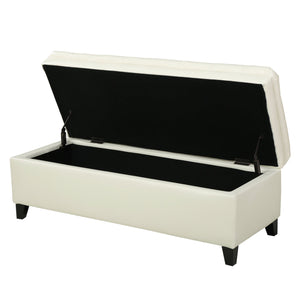 English Elm Christopher Knight Home® - Juliana Storage Ottoman – Elegant Ivory Pu Upholstered Accent With Hidden Storage For Any Room 57741.00IVY