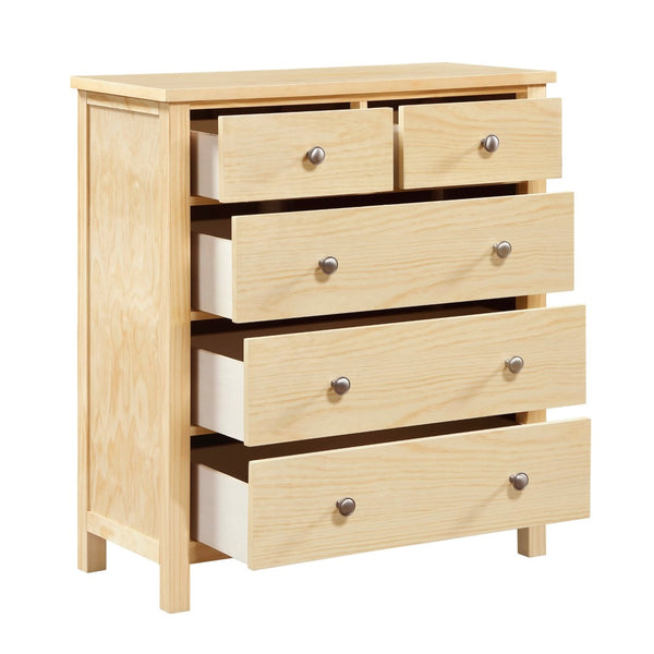 English Elm 5-drawers Pine Veneer Chest with Chrome Knobs Vertical Bedroom Storage Organizer B011P473069
