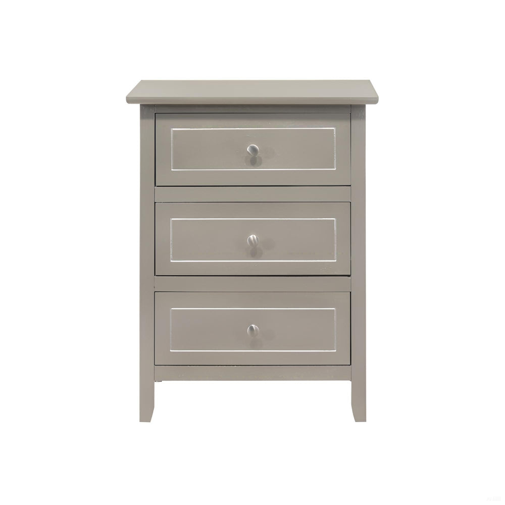 English Elm Sleek Silver Champagne Nightstand with Durable Wood Solids & Veneers, Compact 25"H x19"W x15"D Storage Elegance B078107968