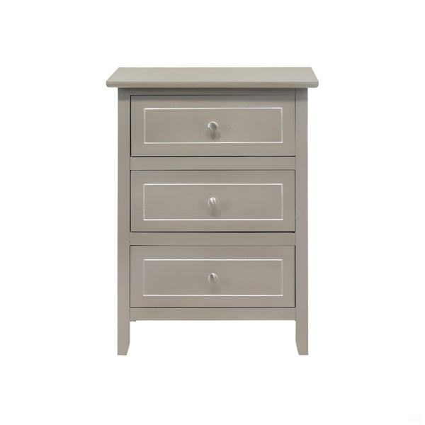 English Elm Sleek Silver Champagne Nightstand with Durable Wood Solids & Veneers, Compact 25"H x19"W x15"D Storage Elegance B078107968
