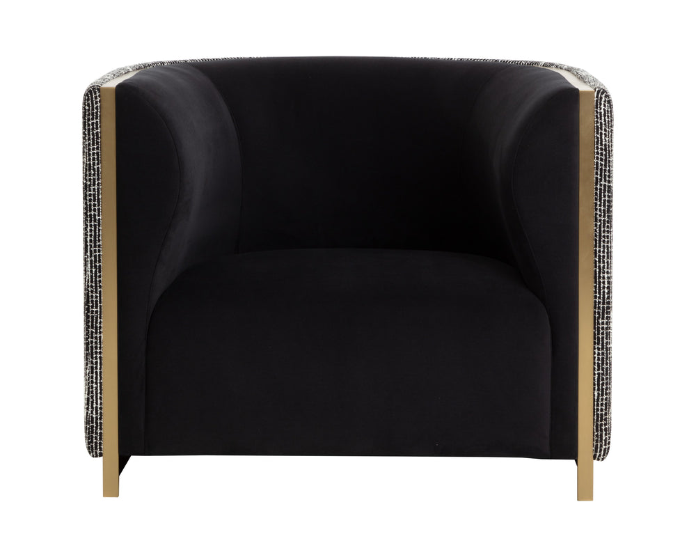 Sunpan Larron Armchair - Contemporary Two-tone Upholstery In Abbington Black & Hobbes Night, Durable Design Black Fabric 111937