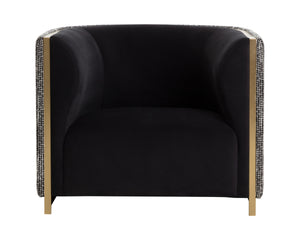 Sunpan Larron Armchair - Contemporary Two-tone Upholstery In Abbington Black & Hobbes Night, Durable Design Black Fabric 111937