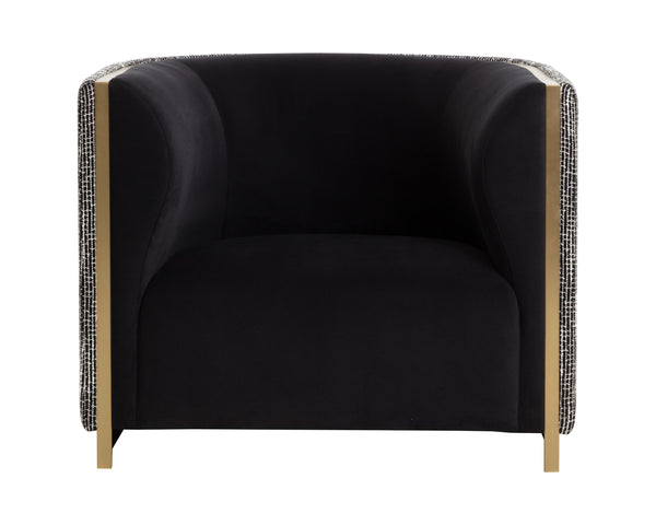 Sunpan Larron Armchair - Contemporary Two-tone Upholstery In Abbington Black & Hobbes Night, Durable Design Black Fabric 111937