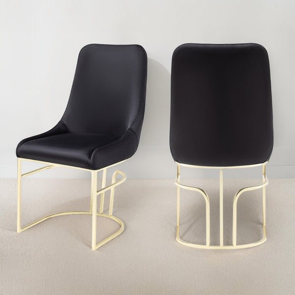 English Elm Emrald 2Pc Modern Velvet Dining Chairs With Gold Legs - Luxurious Comfort & Elegant Design B009P298422