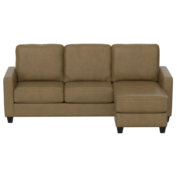 English Elm Wallace & Bay - Brown 2-Piece Sofa with Chaise - Tan Fabric Sectional, Tapered Feet, USB Console & Cup Holders B361P384484