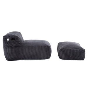 English Elm Big Corduroy Lounger Bean Bag with Ottoman Memory Foam Fill for Living Room Dark Gray W395P435355
