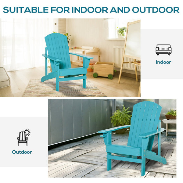 English Elm Outsunny Sky Blue Wooden Adirondack Chair Set - Weather-Resistant Lounge With Cup Holder & Umbrella Hole W2225P174108-GIGA