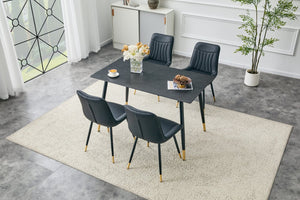 English Elm Modern Sintered Stone Rectangular Dining Table with Metal Legs for Four Seats Dark Gray W3493S00014