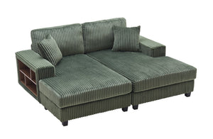 English Elm Convertible Corduroy Sleeper Chair - Plush Oversized Double Chaise Lounge With Smart Storage Solution W1793S00032