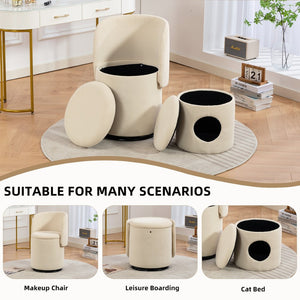 English Elm Stylish Barrel Swivel Accent Chair Upholstered Seat with Storage for Vanity or Dining W3248P424639