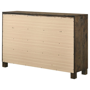 English Elm Bren Eight Drawer Rustic Dresser Wire Brushed Rubberwood Grain Farmhouse Bedroom Storage B062P451983