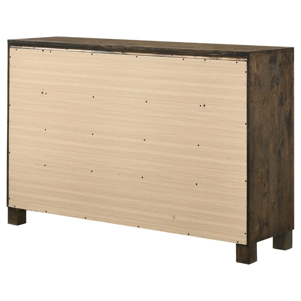 English Elm Bren Eight Drawer Rustic Dresser Wire Brushed Rubberwood Grain Farmhouse Bedroom Storage B062P451983