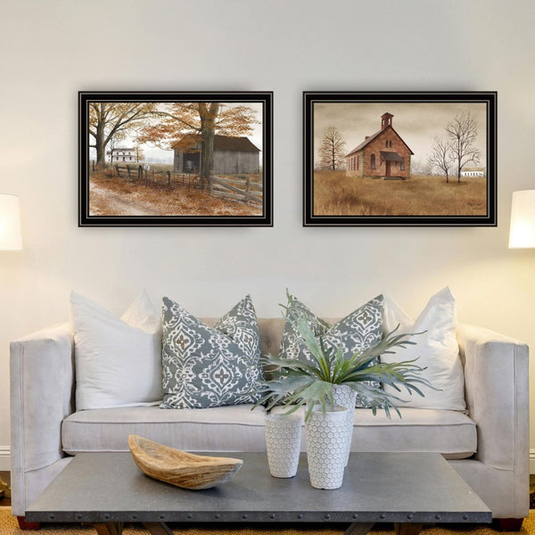 English Elm Trendy Decor 4u Billy Jacobs Old Country Road 2 Piece Framed Farmhouse Wall Art B067P254107