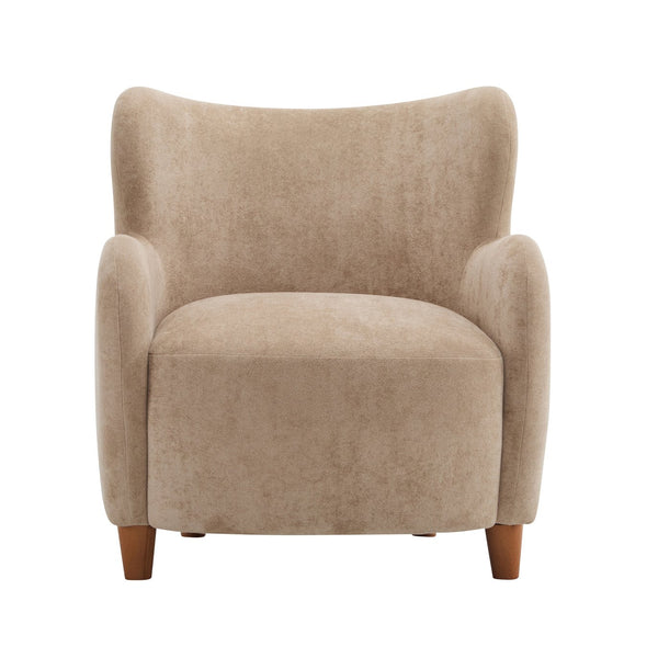 English Elm Christopher Knight Home® - Lucia Velvet Wingback Armchair with Pocket Spring Cushion, Mid-Century Birch Legs, Luxe Comfort Camel 31.5 L x 30.75 W x 30.5 H N776P205426M