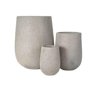 English Elm U_style Set of 3 Egg Shaped Mgo Stone Look Planters with Drainage Patio Garden N711P406659E