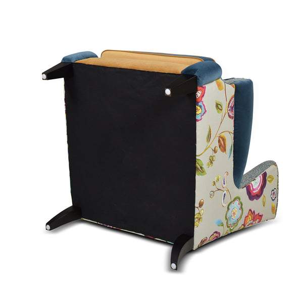 English Elm Jennifer Taylor Home - Anya Boho Chic Wingback Accent Chair - Vibrant Floral & Leopard Print In Blue-Teal & Yellow-Gold B2719P238252