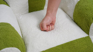 English Elm Bean Bag Chair Teddy Plush Heart Backrest Foam Filled Accent Seat for Adults White+Green W2510P465454