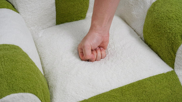 English Elm Bean Bag Chair Teddy Plush Heart Backrest Foam Filled Accent Seat for Adults White+Green W2510P465454