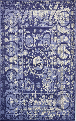 Unique Loom La Jolla Vintage Machine Made Border Rug Blue, Ivory/Navy Blue/Light Blue 10' 6" x 16' 5"