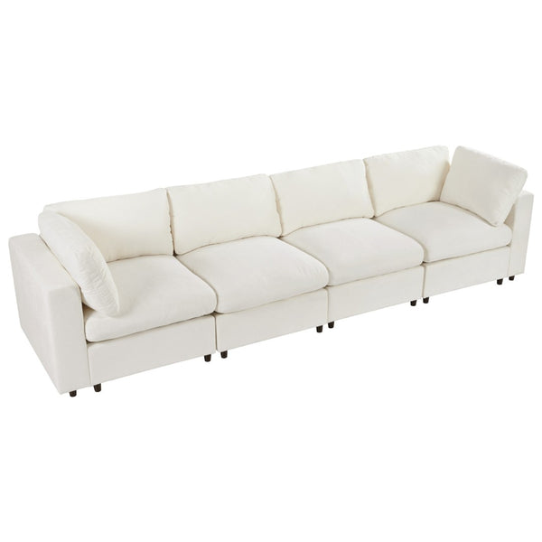 English Elm U-style Modular Sectional Sofa Chenille Upholstered with Bluetooth Speaker and Usb Charging WY000465AAA