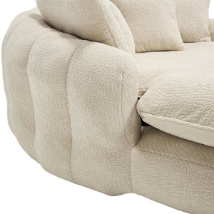 English Elm Oversized Memory Foam Chenille Bean Bag Sofa with Ergonomic Back Support, 3 Large & 2 Small Pillows Beige W395P359408